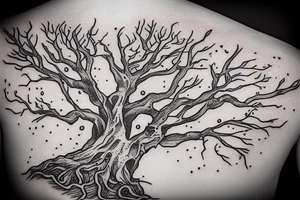 trunk of a tree with the quote "not all those who wander are lost tattoo idea