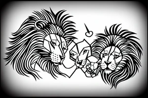 Lion and cub protecting family tattoo idea