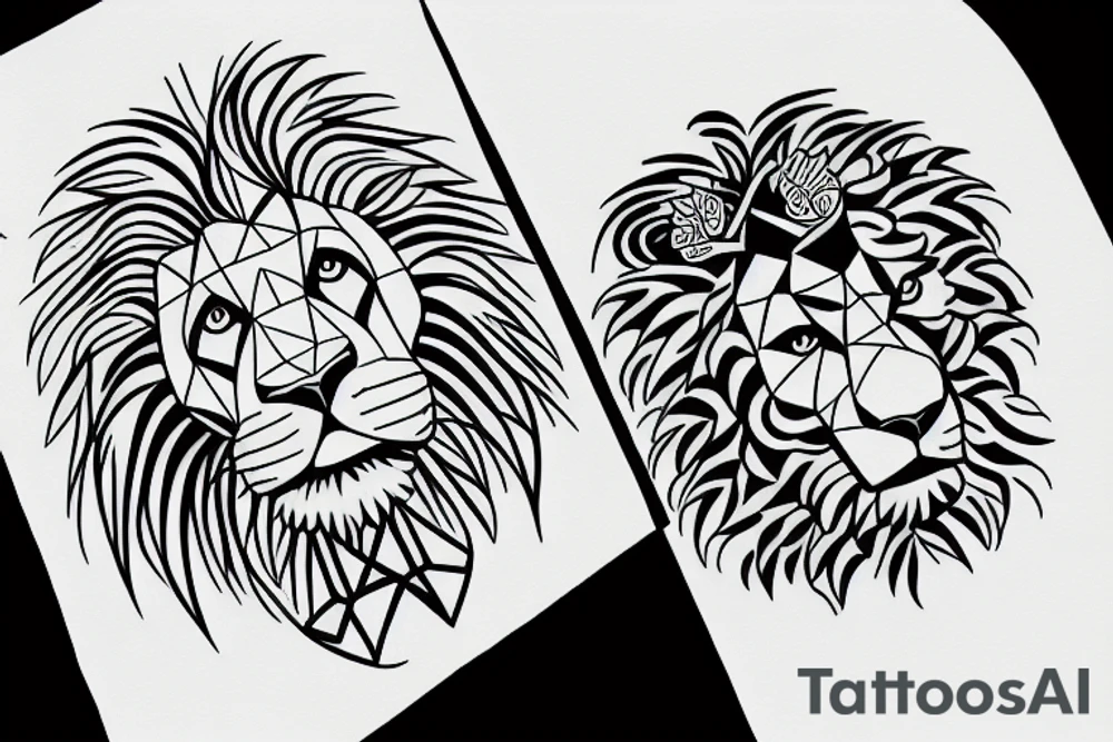 Lion and cub protecting family tattoo idea