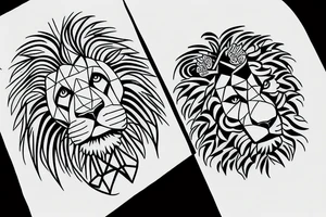 Lion and cub protecting family tattoo idea