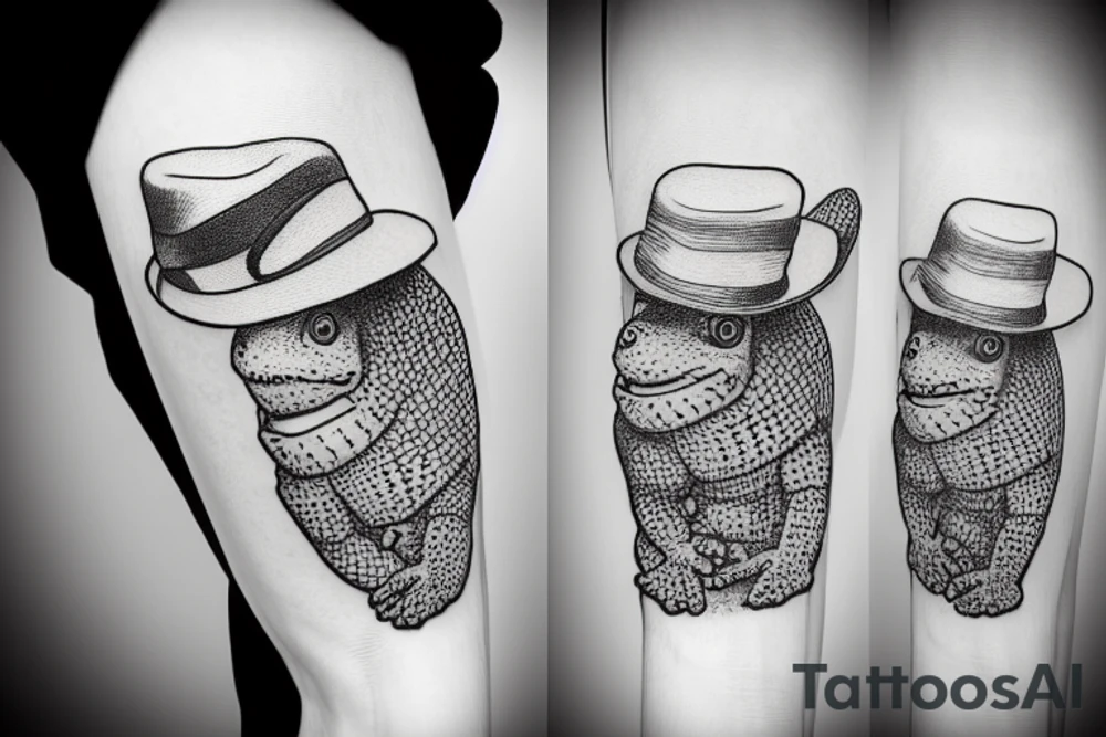 gecko with a hat tattoo idea
