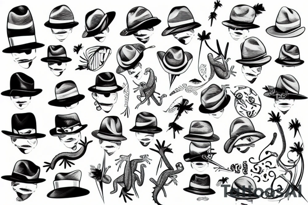 gecko with a hat tattoo idea