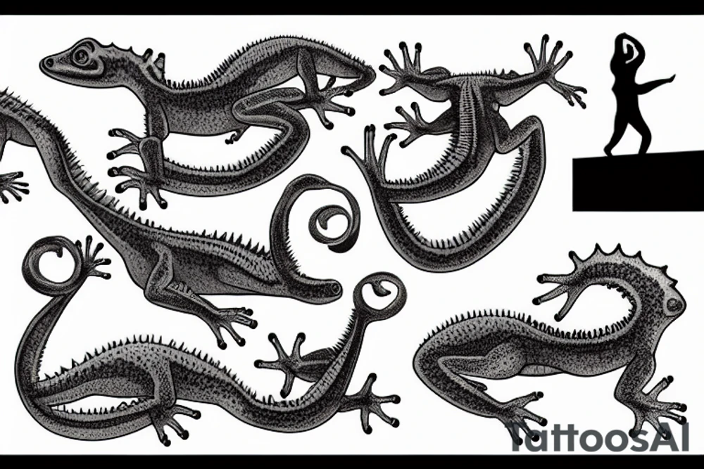 dancing crested gecko tattoo idea