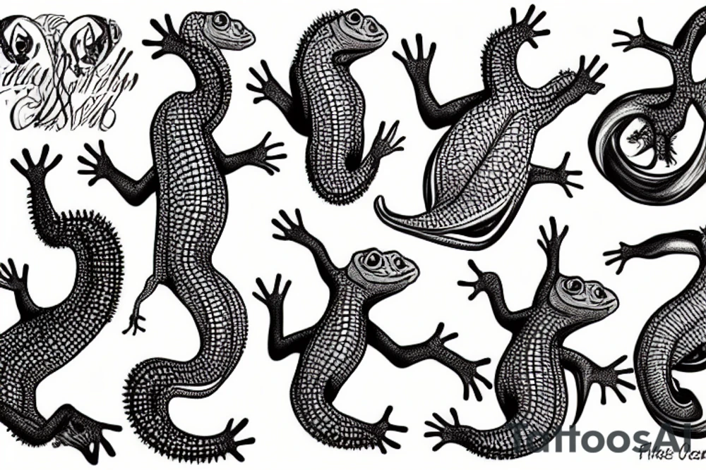 dancing crested gecko tattoo idea