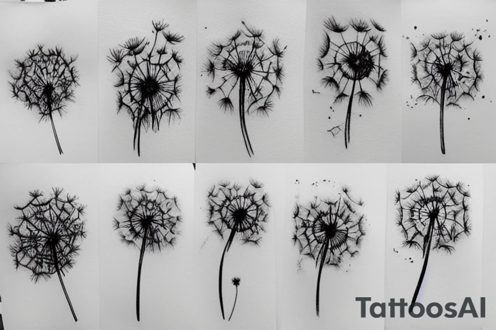 Dandelion flower watercolor tattoo idea
