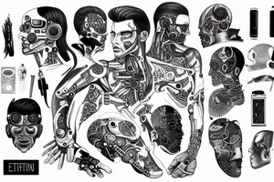 man who is in the process of turning into a cyborg tattoo idea