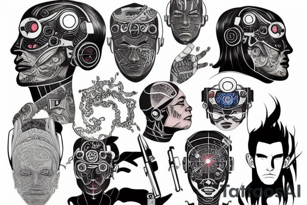 man who is in the process of turning into a cyborg tattoo idea