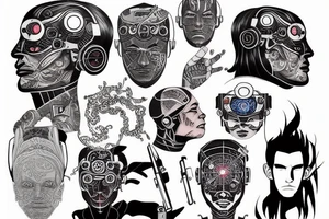 man who is in the process of turning into a cyborg tattoo idea