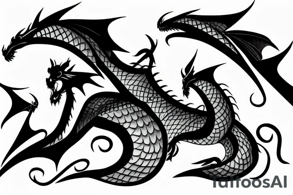 Stylized dragon on a background of data tattoo idea