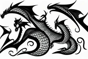 Stylized dragon on a background of data tattoo idea