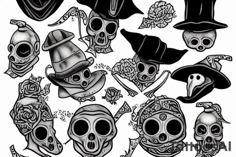 plague doctor trash polka tattoo idea