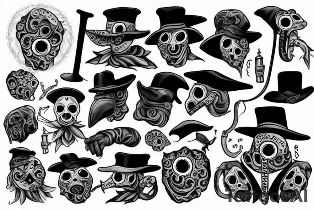plague doctor trash polka tattoo idea