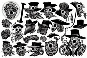 plague doctor trash polka tattoo idea