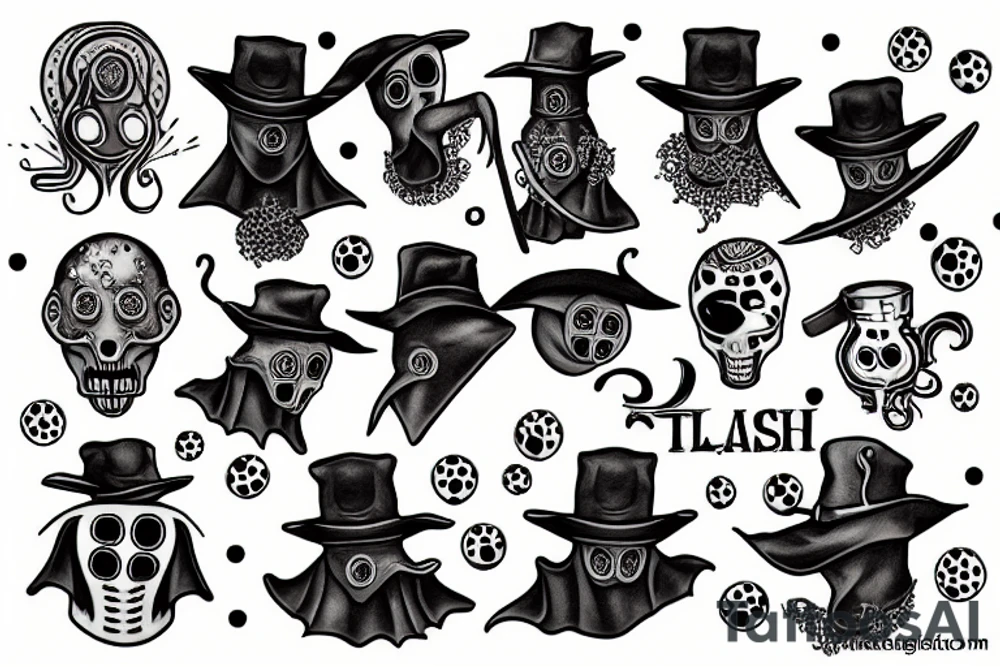plague doctor trash polka tattoo idea