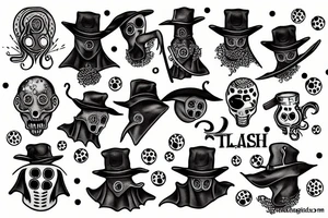 plague doctor trash polka tattoo idea