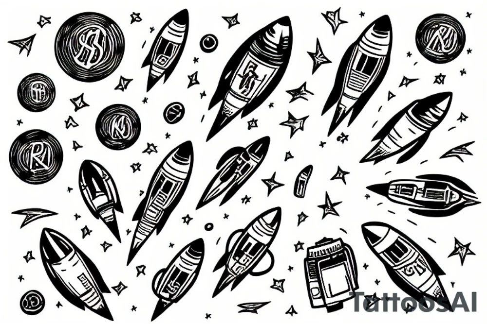 Rocket landed in the money tattoo idea