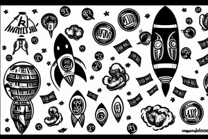 Rocket landed in the money tattoo idea