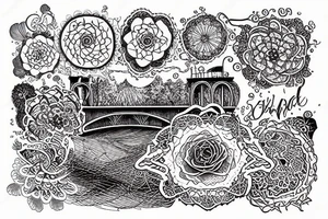 bridge as lace. background with windy sea tattoo idea