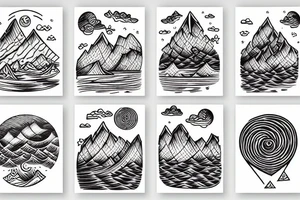 windy sea and mountain tattoo idea