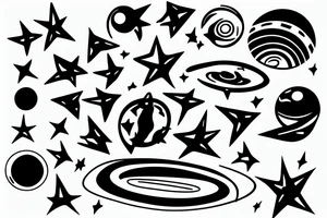 A minimal tattoo resembling space, alien, stars, or a spaceship. tattoo idea