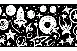 A minimal tattoo resembling space, alien, stars, or a spaceship. tattoo idea