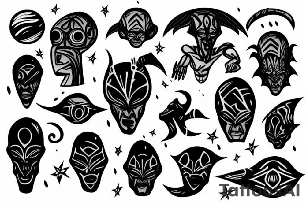 a dark alien that looks like a god tattoo idea