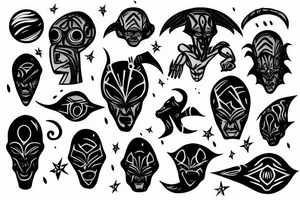 a dark alien that looks like a god tattoo idea
