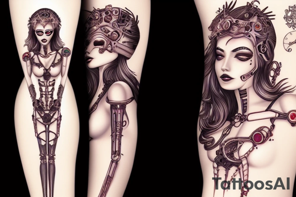 Sexy robotic girl tattoo idea