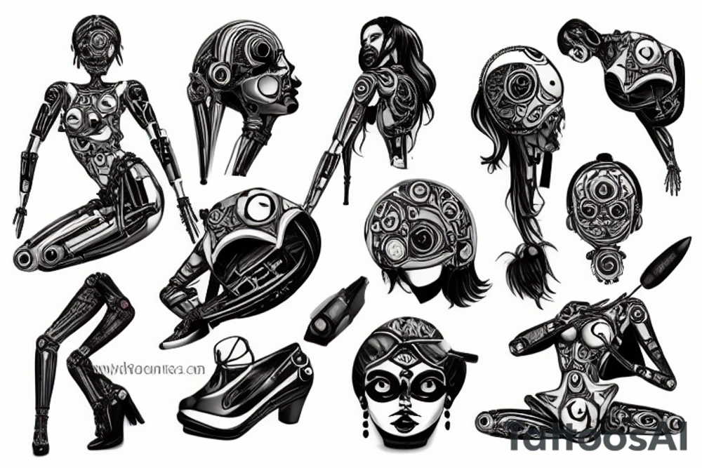 Sexy robotic girl tattoo idea