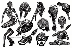 Sexy robotic girl tattoo idea