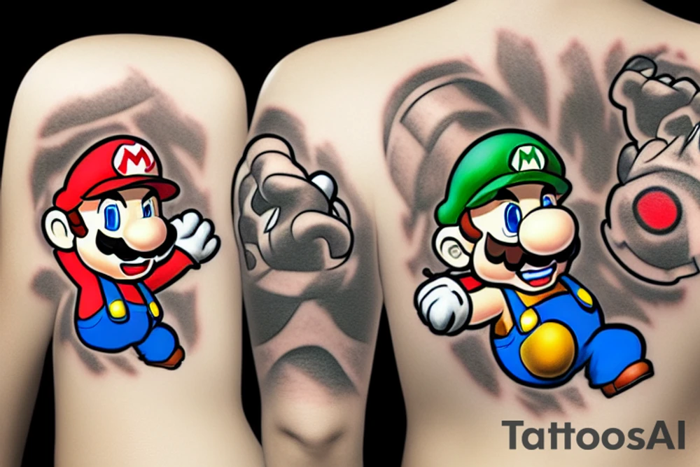 Nintendo Mario fingering Bowser tattoo idea