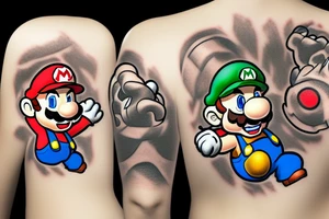 Nintendo Mario fingering Bowser tattoo idea