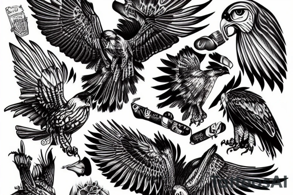 Hawk on the ground tattoo idea