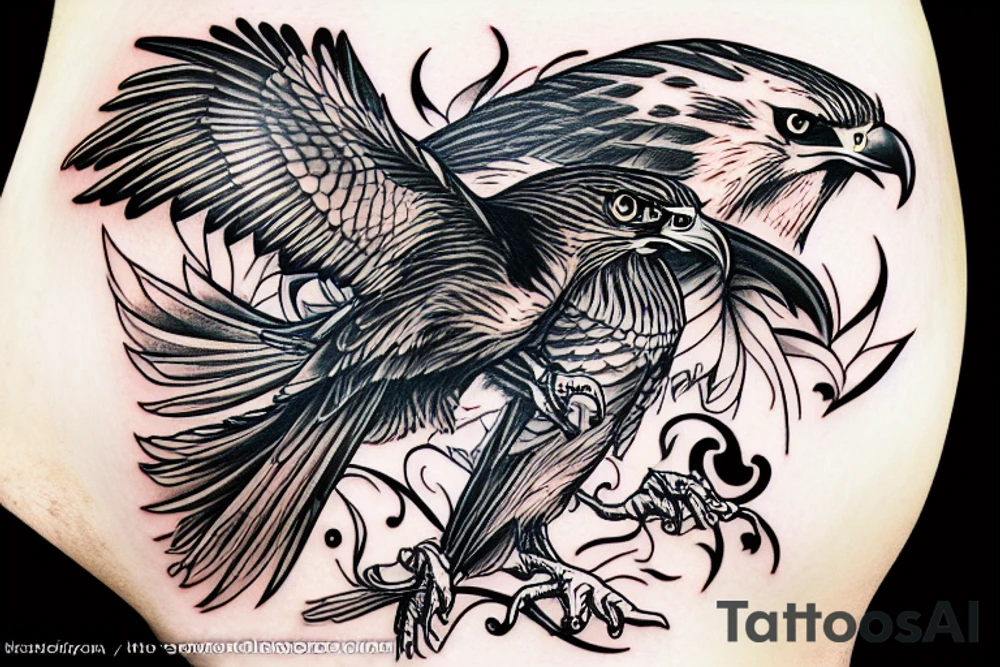 Hawk on the ground tattoo idea