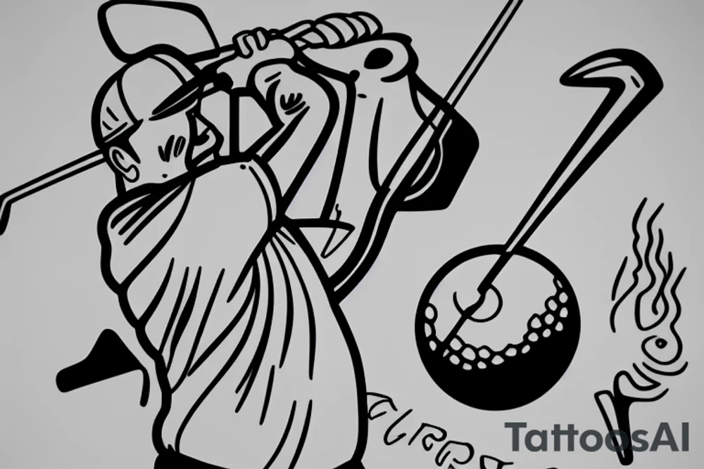 golfer hitting a golf ball tattoo idea