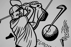 golfer hitting a golf ball tattoo idea