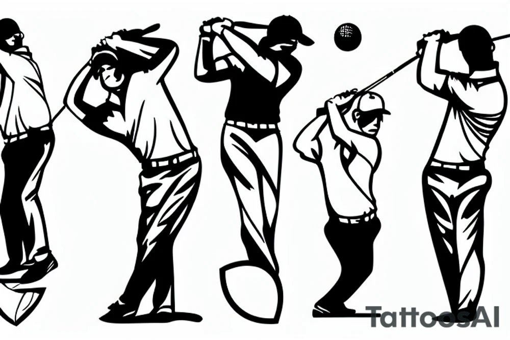 golfer hitting a golf ball tattoo idea