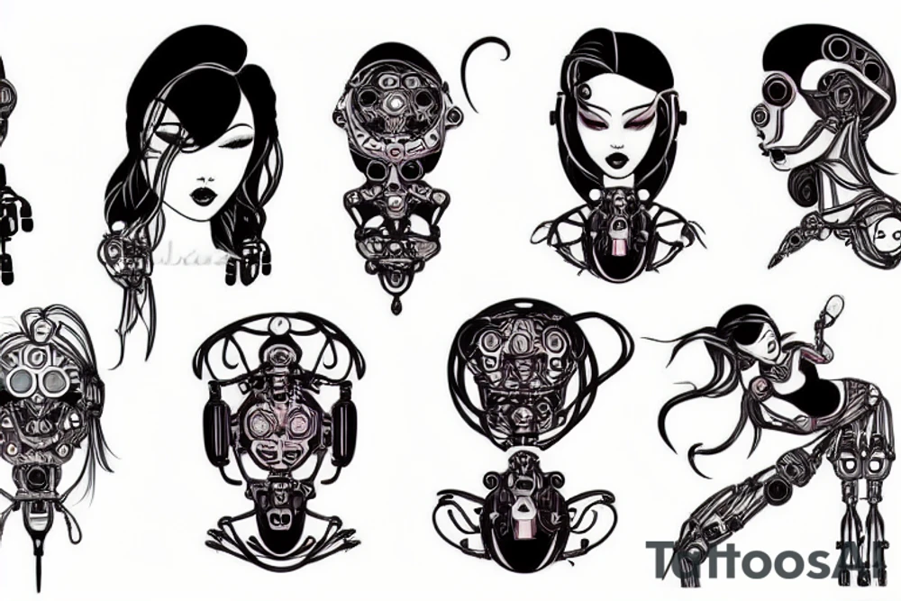 Sexy robotic girl tattoo idea