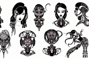 Sexy robotic girl tattoo idea