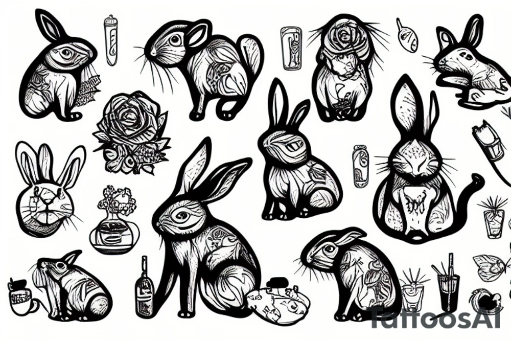 a leon eating rabbit tattoo idea