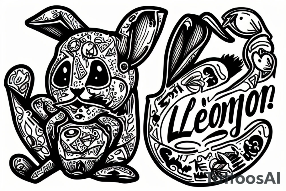 a leon eating rabbit tattoo idea