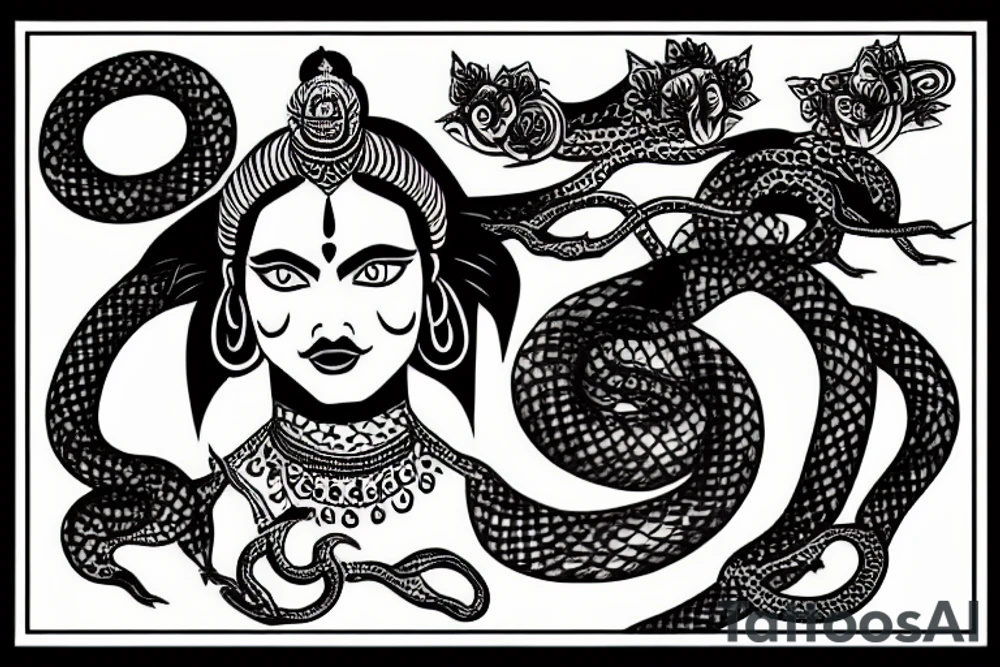 Goddess Kali with snakes as her hair tattoo idea
