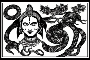 Goddess Kali with snakes as her hair tattoo idea