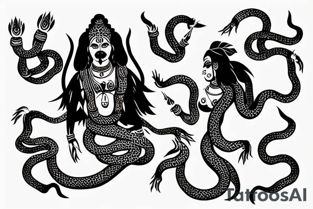 Goddess Kali with snakes as her hair tattoo idea