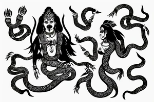 Goddess Kali with snakes as her hair tattoo idea