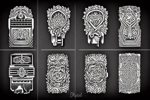 woodcut style set of old keys tattoo idea