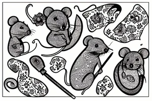 woodcut style mouse tattoo idea