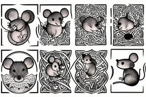 woodcut style mouse tattoo idea
