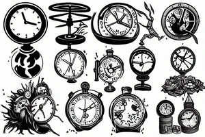 Sand clock running from his problems tattoo idea
