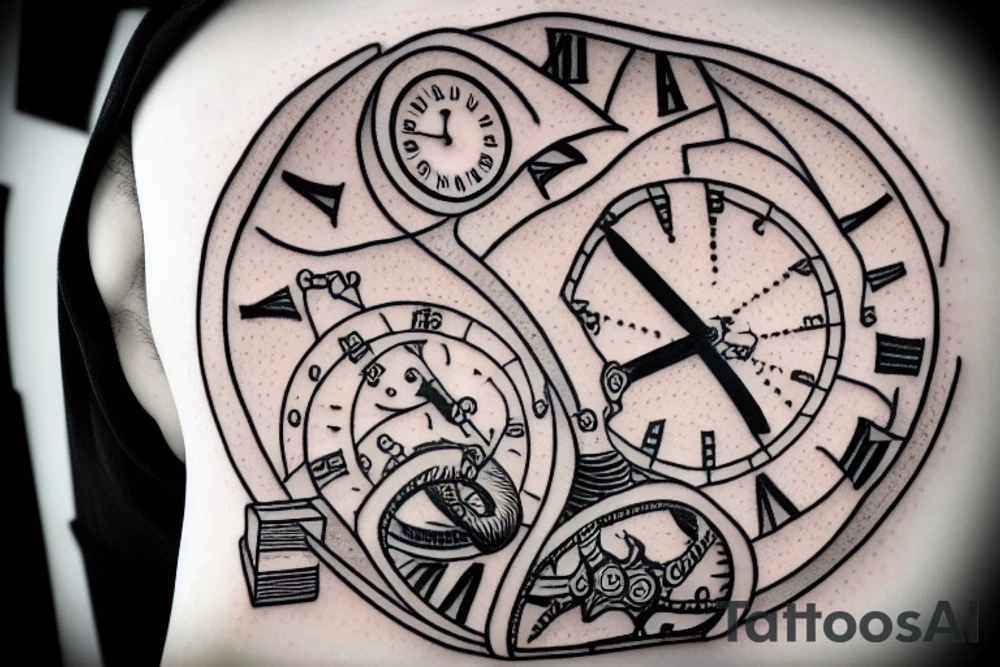 Sand clock running from his problems tattoo idea Sand clock running from his problems tattoo idea